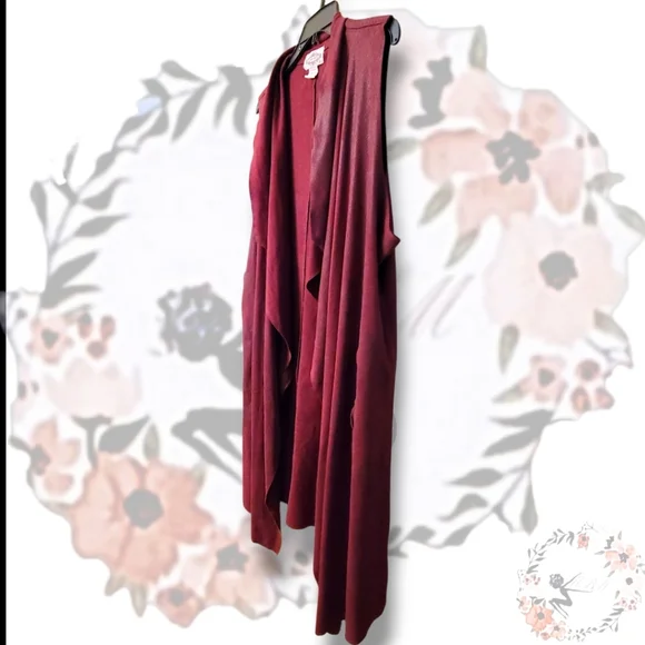 Oliver Faux Suede Draped Women's Maroon Vest XL - Picture 3 of 7